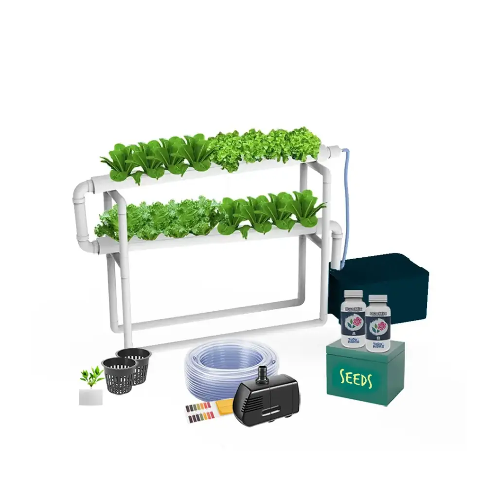 Kit hidropônico N7 NFT System para 16 plantas, jardim interno completo com nutrientes, sementes e acessórios