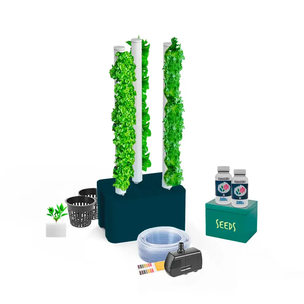 Kit hidropônico N14 Tower System para 24 plantas, jardim interno completo com nutrientes, sementes e acessórios