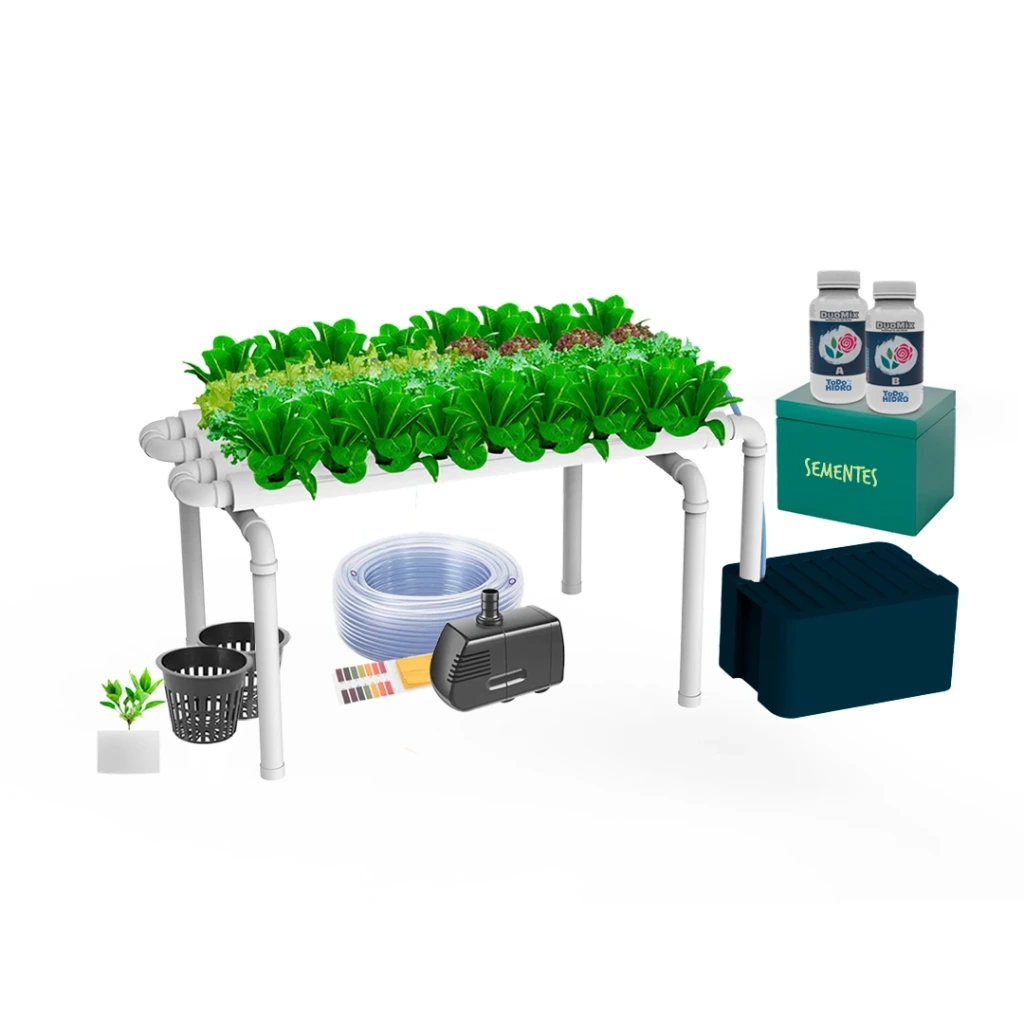 Kit Hidropônico N1 Sistema NFT para 32 Plantas, Jardim Completo com Nutrientes, Sementes e Acessórios
