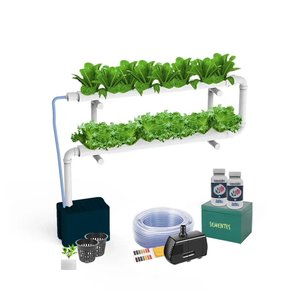 [KIT-00138] Kit Hidropônico N5A (Pared) Sistema NFT para 16 Plantas, Jardim Completo com Nutrientes, Sementes e Acessórios