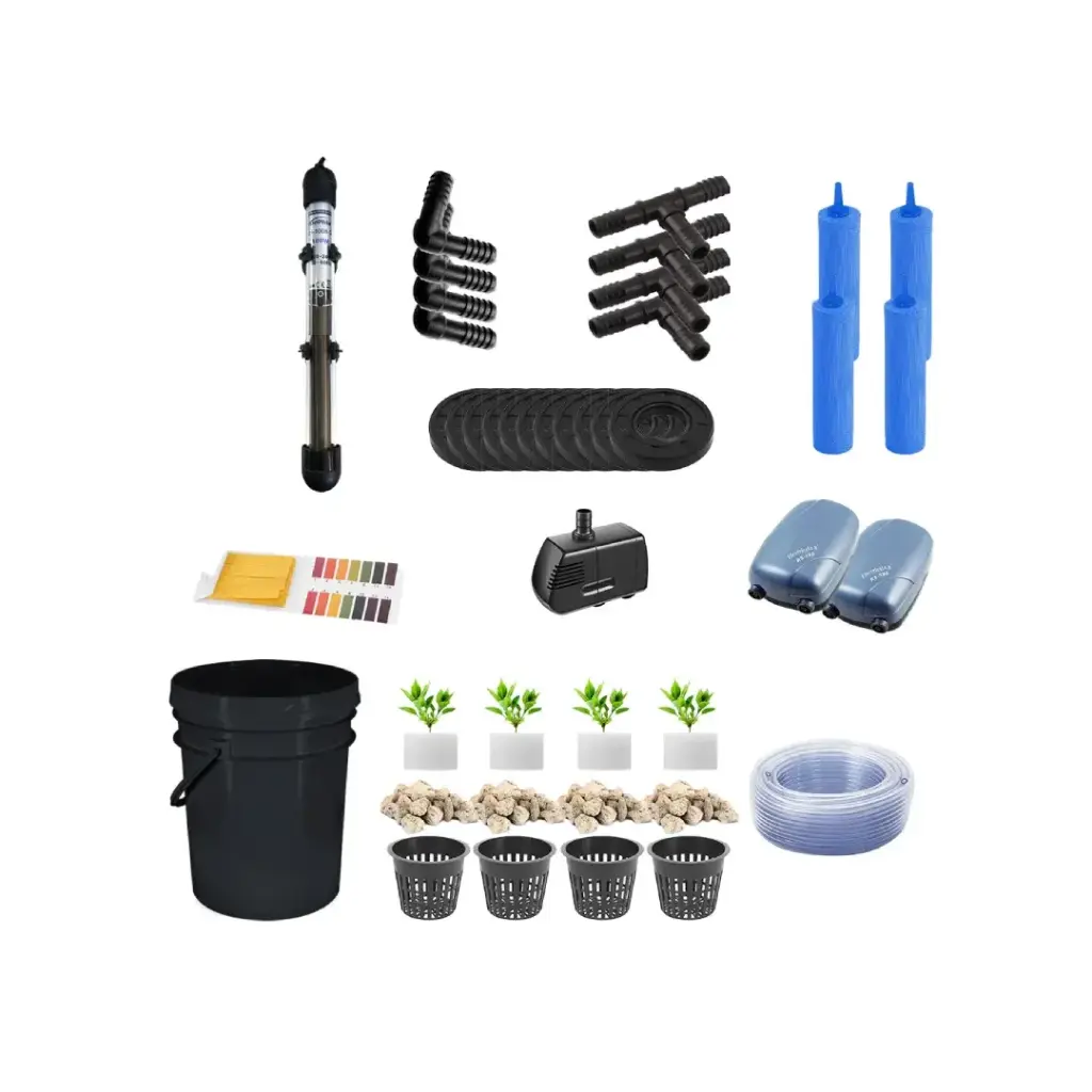 Grow Pot RDWC 20 L Kit Sistema Hidropônico com 4+1 com bombas de ar, os net pot e reservatório de água